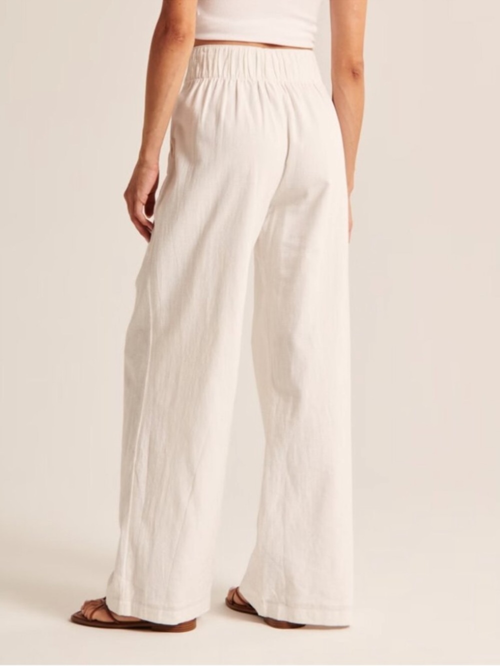 ABERCROMBIE & FITCH White Linen Blend Ultra Wide Leg Trousers Pants - Size XS - Picture 2 of 12